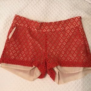 Ezra Orange Lace Overlay Shorts Size Medium